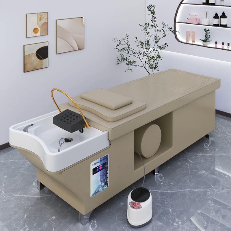 new hair salon yellow color optional shampoo bed with head therapy water circulation bowl basin furniture set for head spa