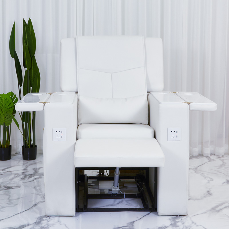high quality luxury modern white leather with glasses bowl foot spa pedicure chair with LED light for salon furniture