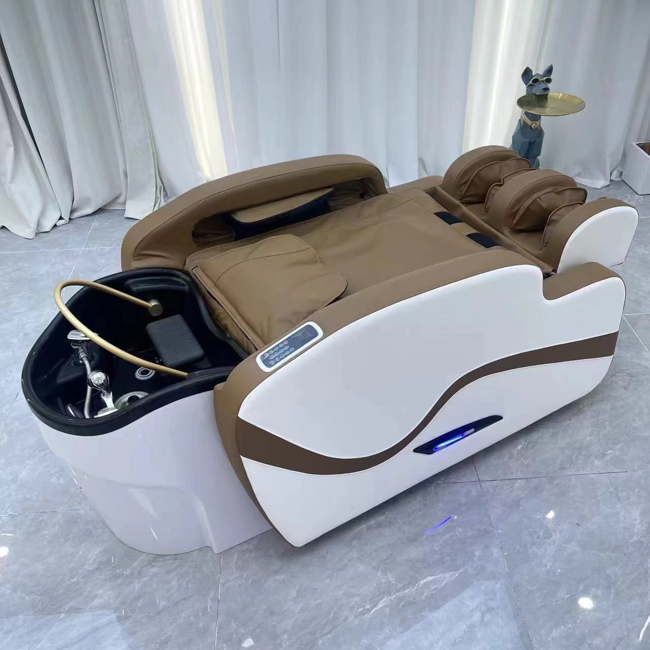Track Lay Down Hair Washing Modern Shampoo Chair Luxury Professional Airbag Spa Electric Massage Shampoo Bed Chair