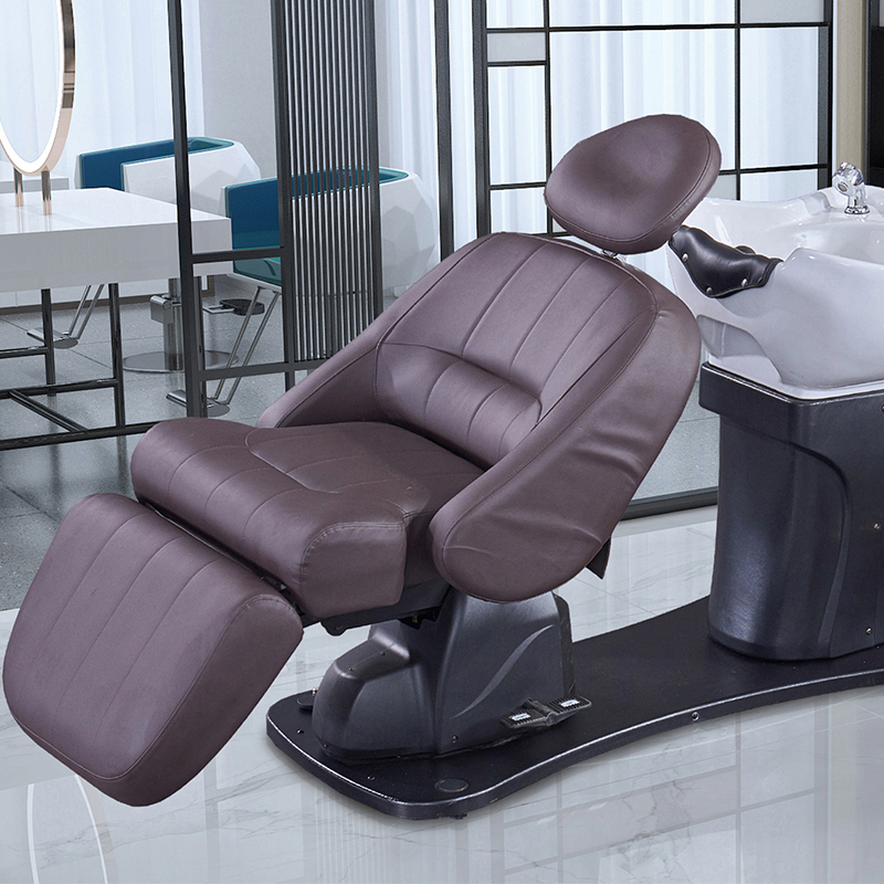 Hot Sale Good Electric Body Massage Chair Shampoo Hair Salon Black Back Massage Bed With Basin For Barbershop Use